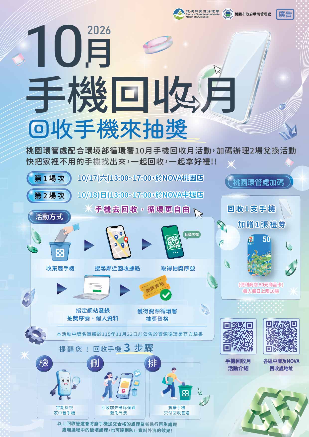舊手機別再躺抽屜！桃園環管處加碼鼓勵市民　讓手機重回循環 (2)